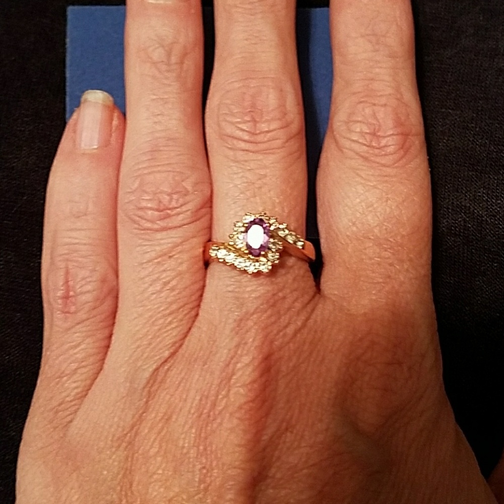 Costume CZ/amethyst colored stones Ring Sz 5