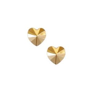 Gold Faceted Heart Studs