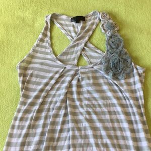 Gray and White Tank Top