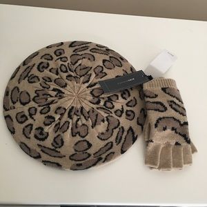BCBG fingerless gloves & beret set