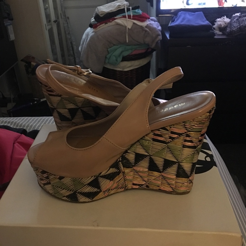 Madden Girl Nude Tribal Wedges
