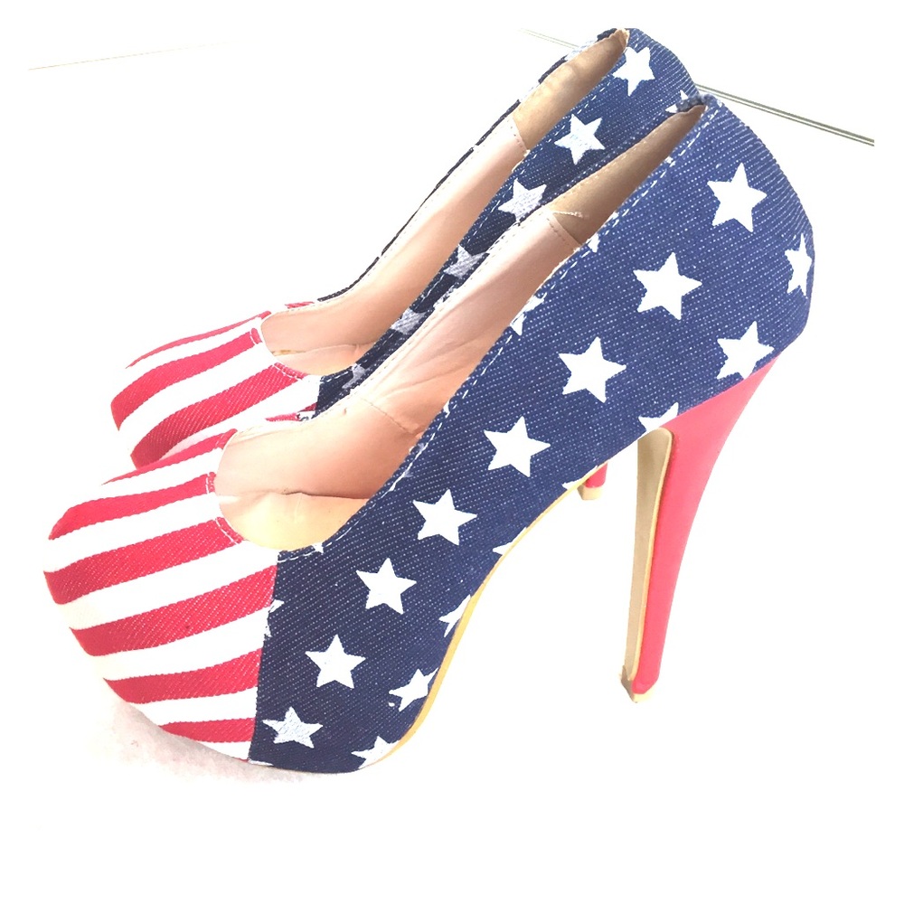 Patriotic platform high heels