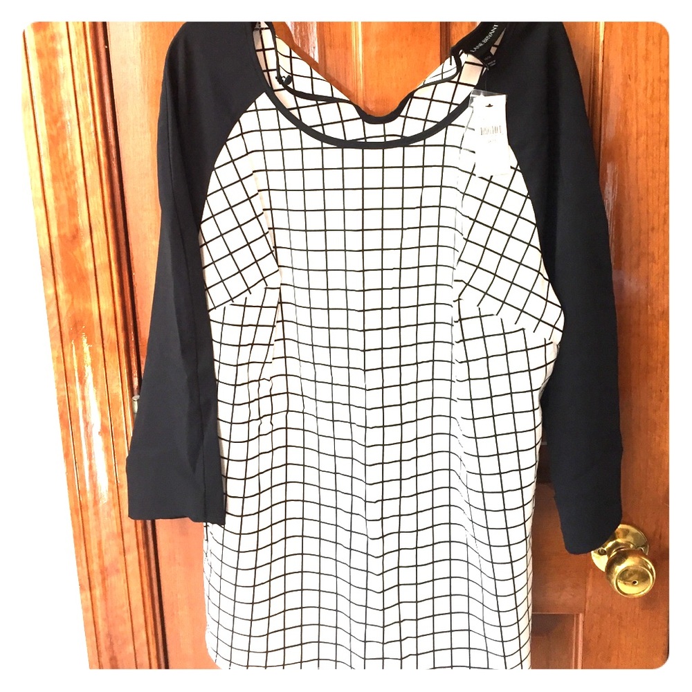Grid Print 3/4 Sleeve