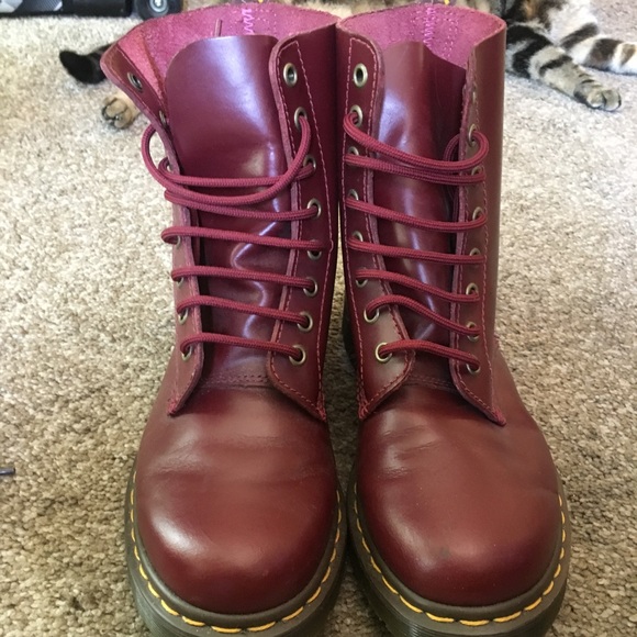 maroon canvas doc martens