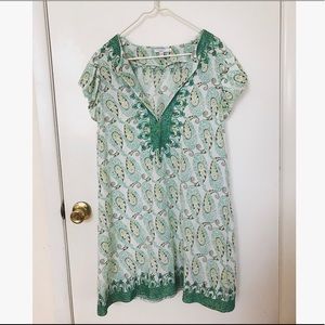 Calypso cotton tunic with embroidered trim