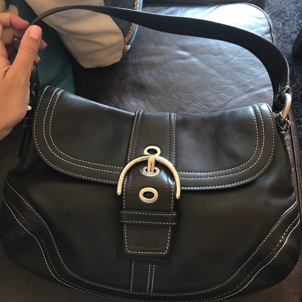 Coach dark brown leather shoulder bag