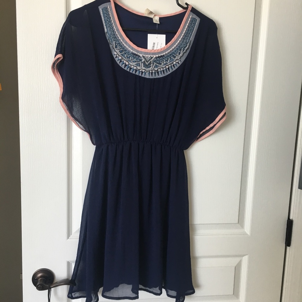 Navy blue dress. Beading.  Size small