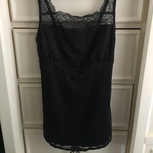 Black poly spandex Cami with lace overlay