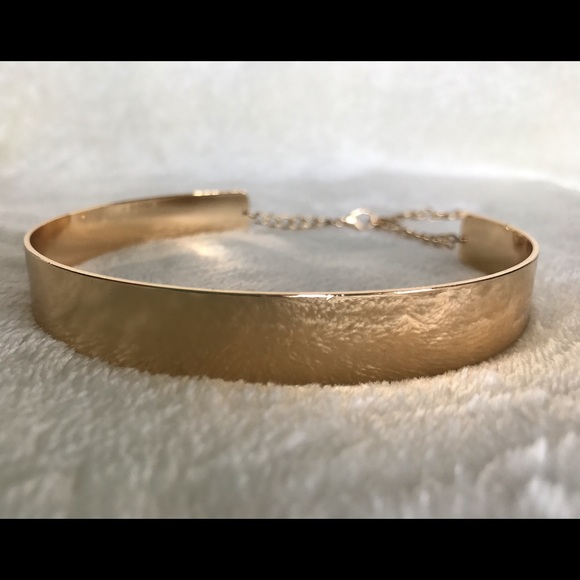 Gold colored metal chocker (w/adjustable clasp) - Picture 3 of 5