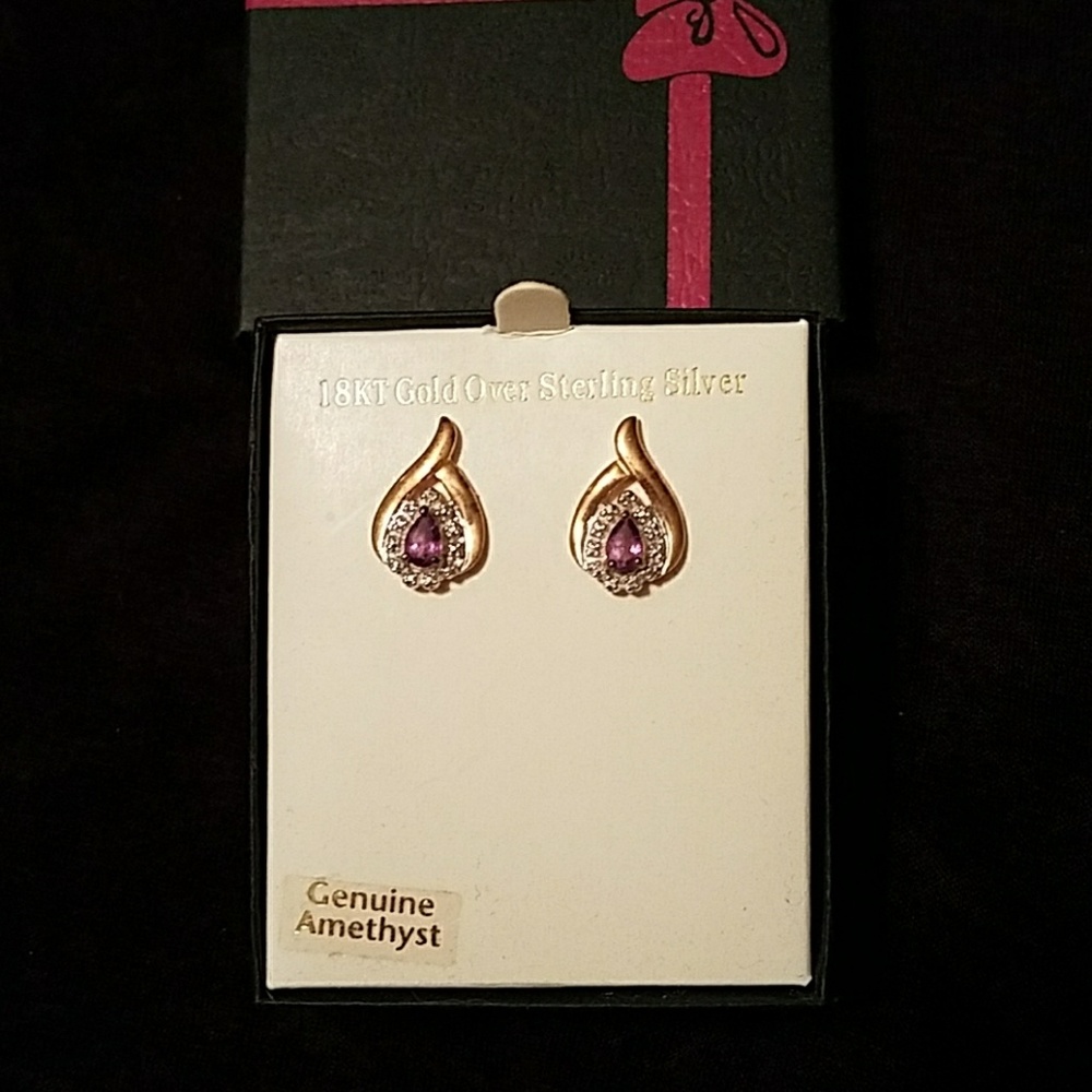 Amethyst and diamond Earrings NIB
