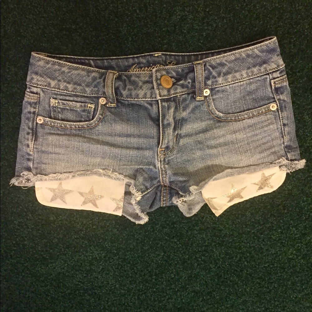 American Eagle Star Printed Jean Shorts