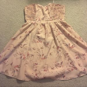 LC Lauren Conrad pink floral strapless party dress