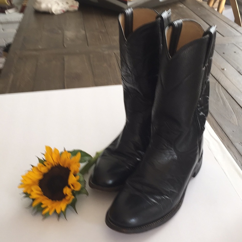 Justin Leather Western Moto Boots