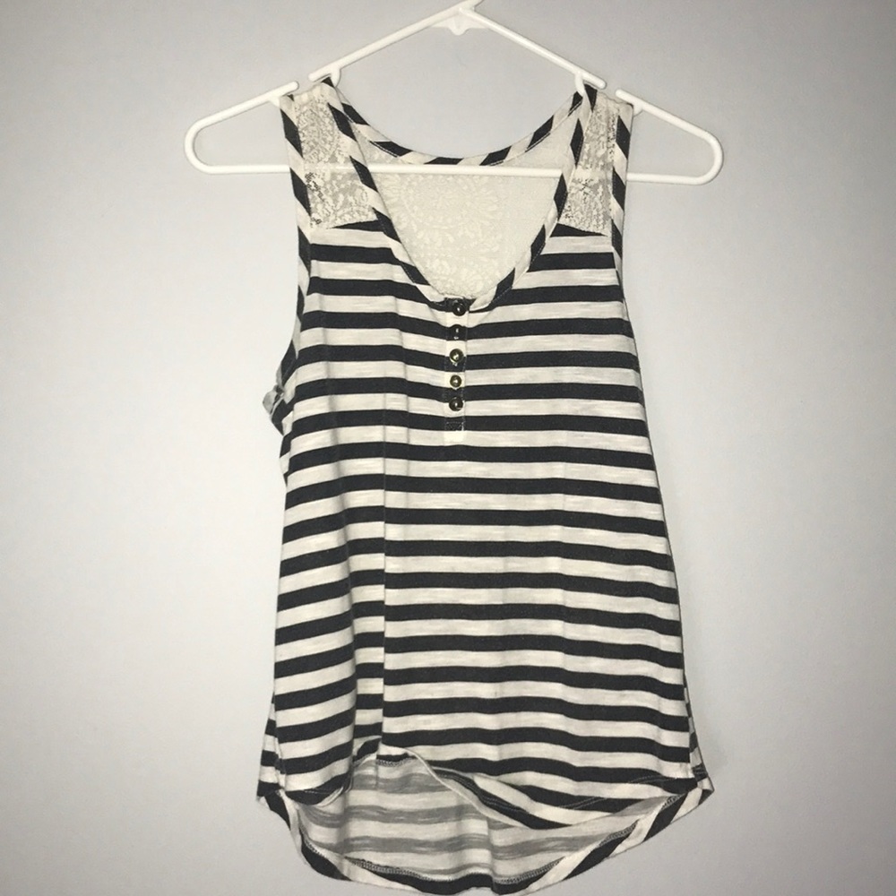 lace back striped tank
