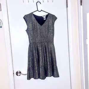 Metallic silver glitter fit and flare dress