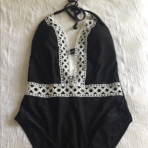 NWOT Black and White Lace One-Piece swimsuit
