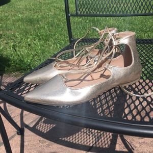 Old navy gold lace up flats