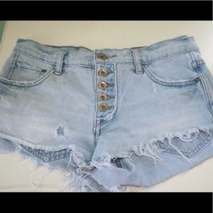 free people runway light denim shorts 24 (run big)