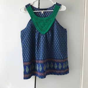 Francesca's blue and green tribal tank top
