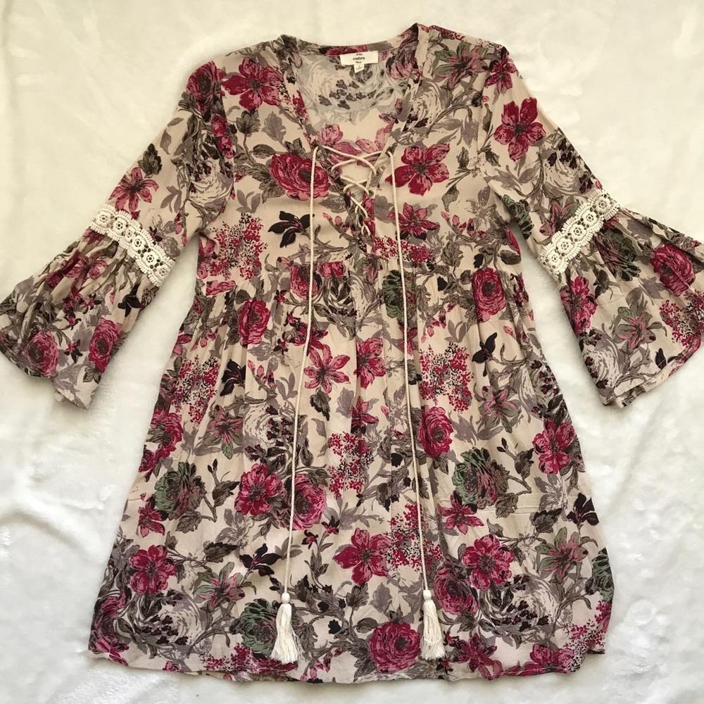 Bell Sleeve Floral Dress