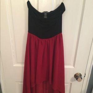 hi low black and red dress