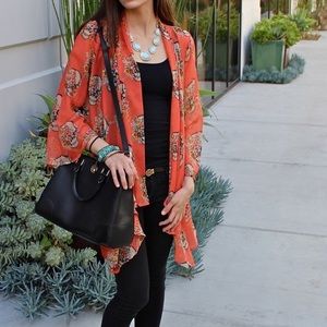 36 Point 5 Floral Skull Kimono- Small Like New!