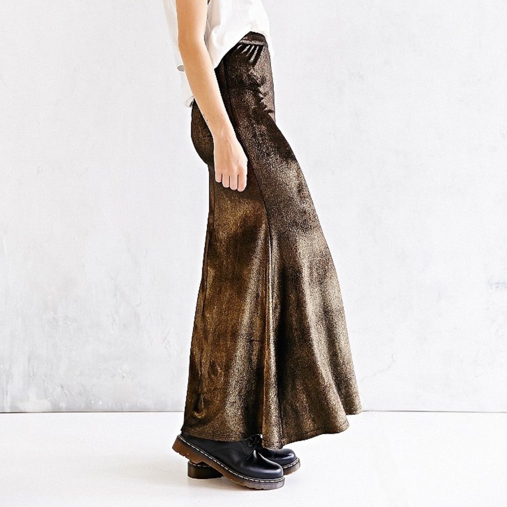 Silence + Noise Metallic Velvet Maxi Skirt Size 0