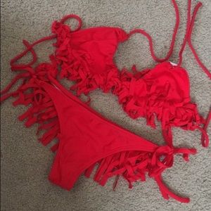 Solkissed Red Fringe Bikini