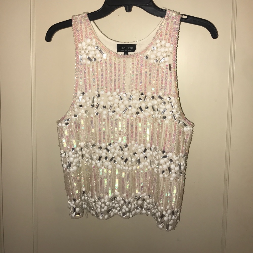Topshop bedazzled crop tank