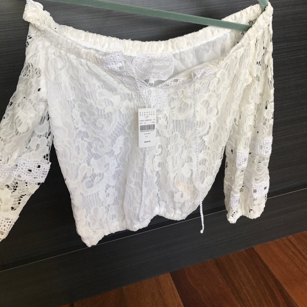 Temptation Positano White Off shoulder crop. BNWT