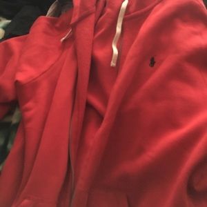 Red polo hoodie