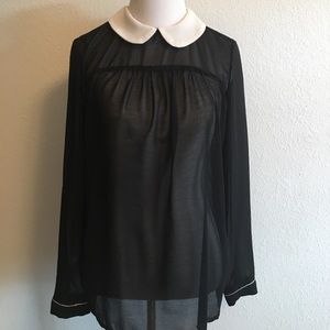 black sheer blouse with white peter pan collar 🖤