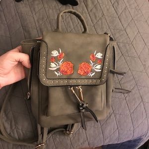 NWOT suede embroidered back pack