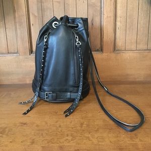 Zara black studded bucket purse