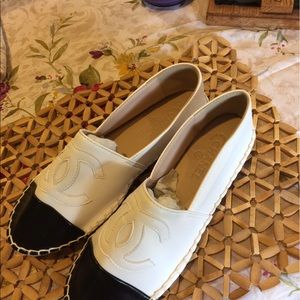 Espradilles Black White Lambskin 7.5 - 8 NEW