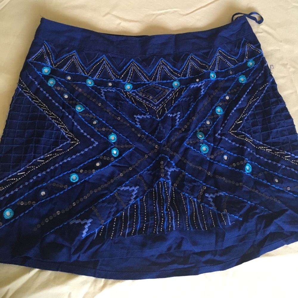 Stradivarius Blue sequin-detailed skirt