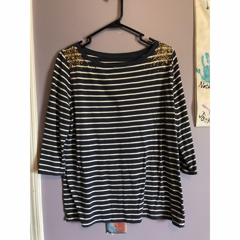 Striped sequined top