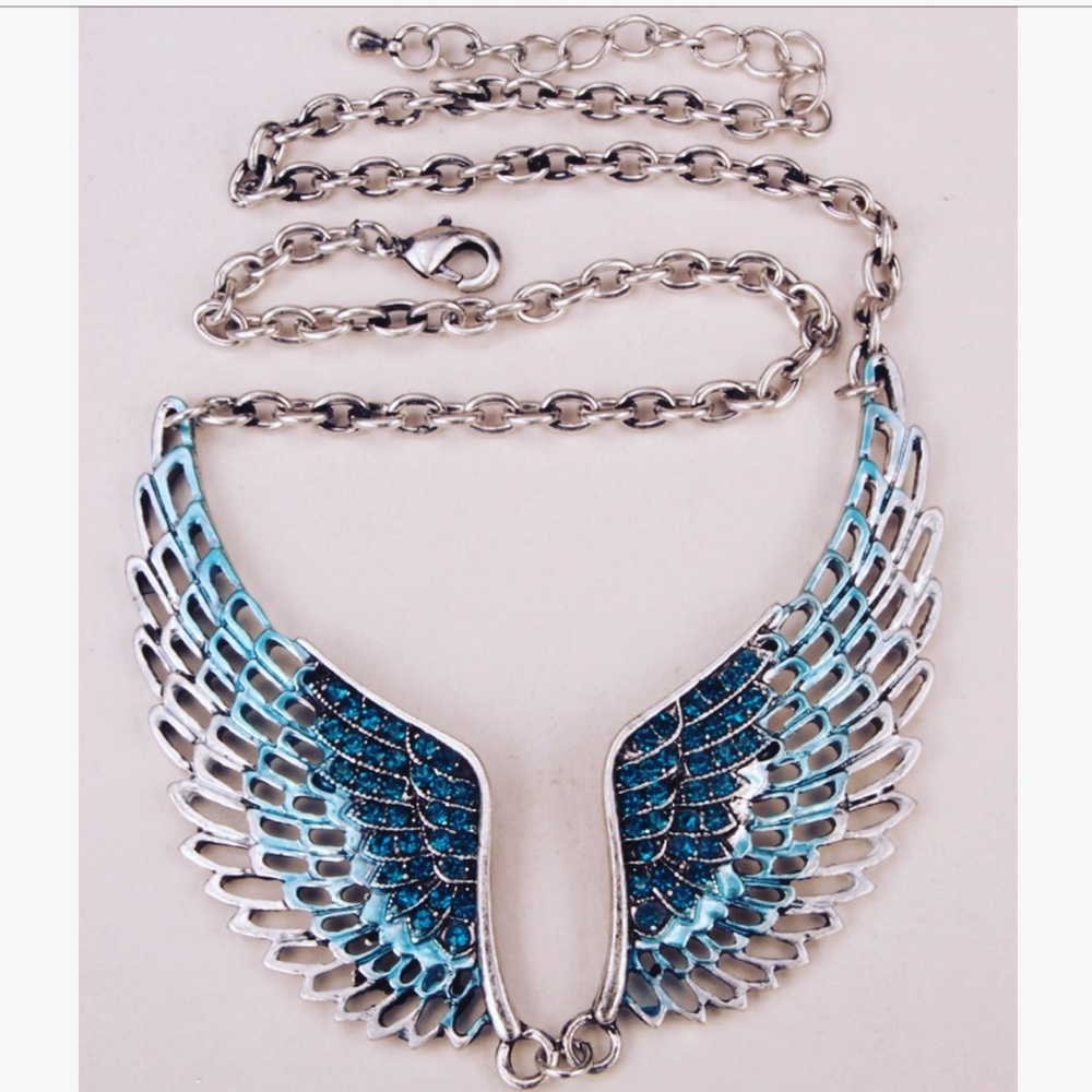 Blue Angel wings necklace