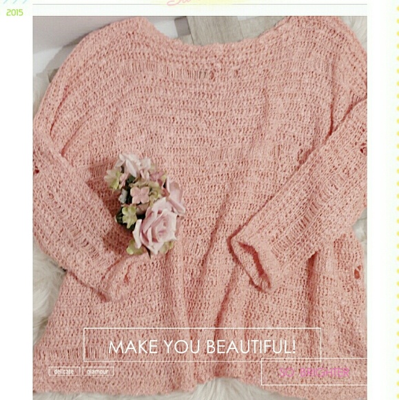 💋Pink Bliss Deconstructed Loose-Knit Sweater - Picture 2 of 6