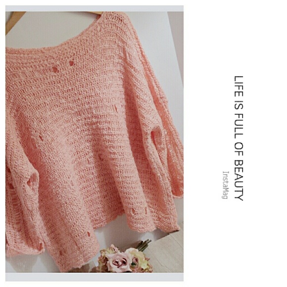 💋Pink Bliss Deconstructed Loose-Knit Sweater - Picture 6 of 6