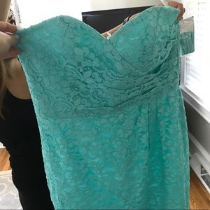 David's bridal lace strapless midi dress