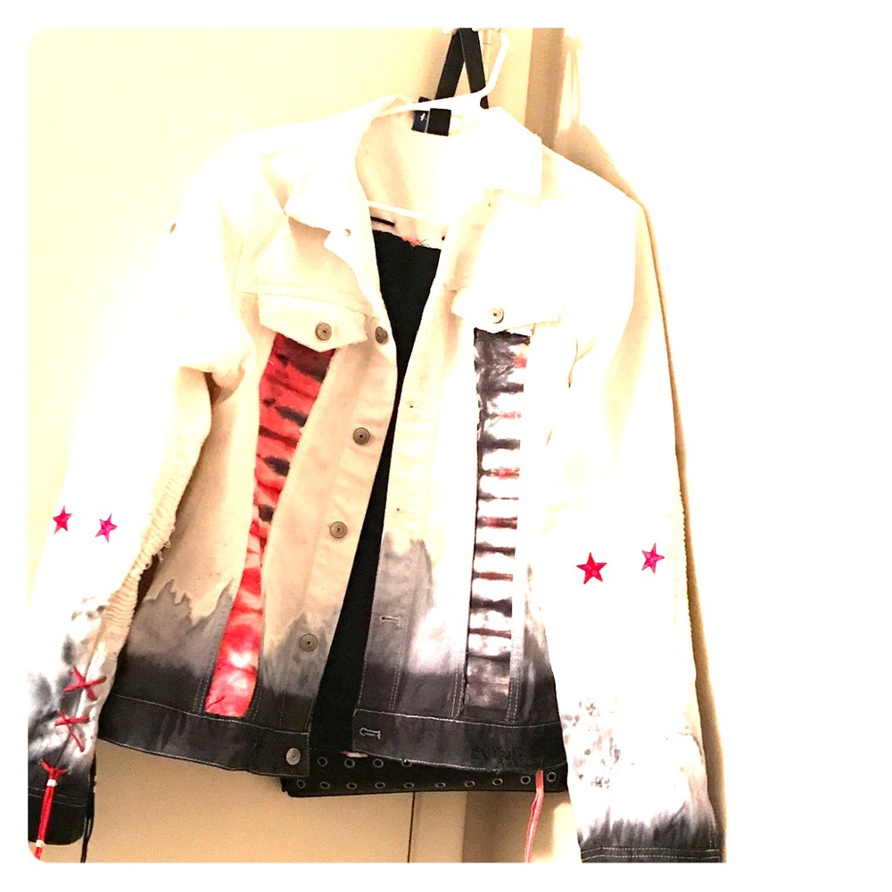 Custom one of a kinds blaque flame rodeee jacket