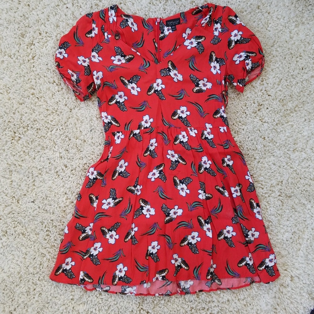 *SALE* TOPSHOP red floral skater dress
