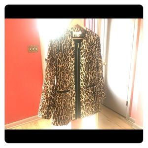 Animal printed zip-front jacket