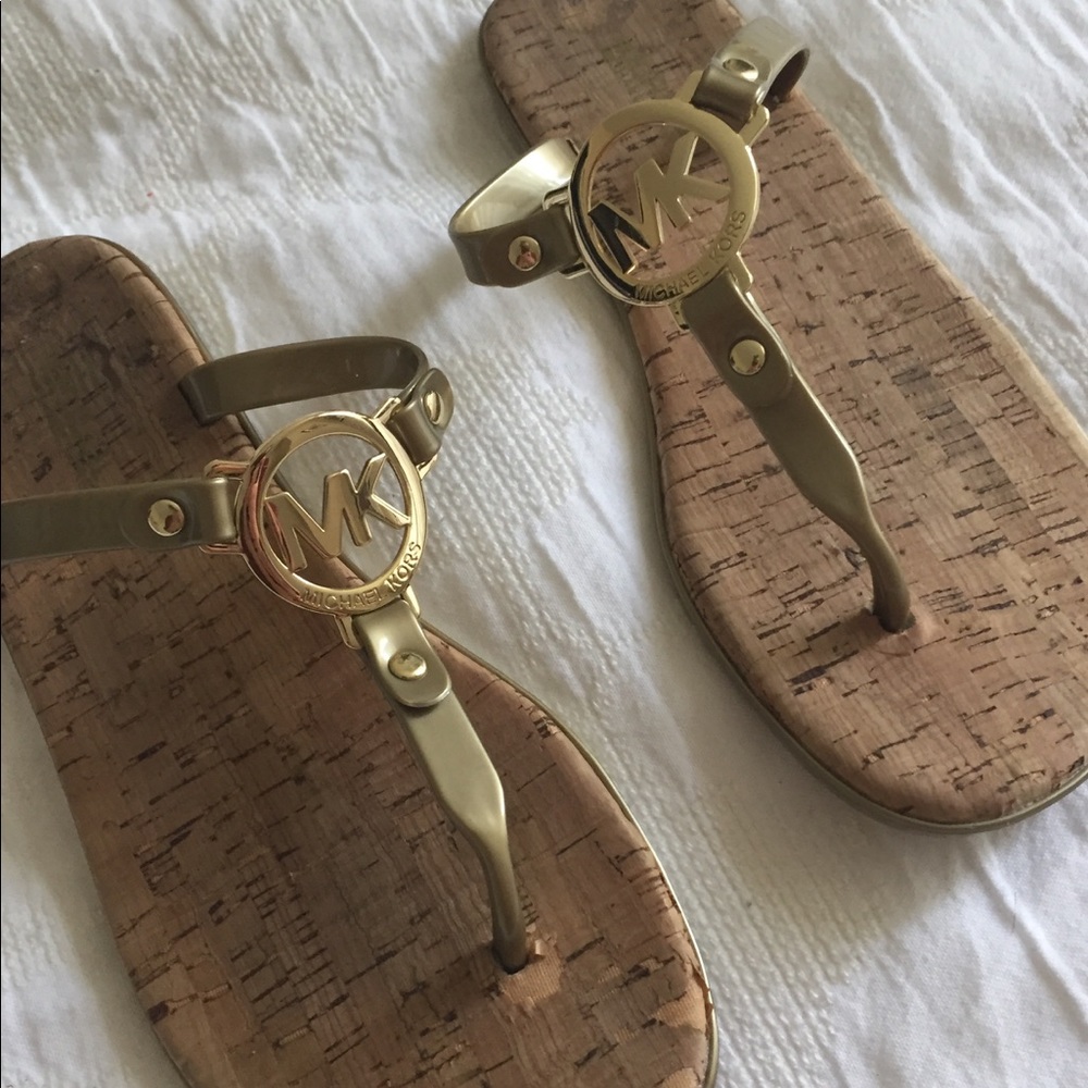 GUC Gold Michael Kors Logo Sandals