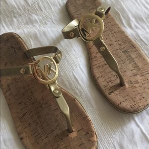 GUC Gold Michael Kors Logo Sandals