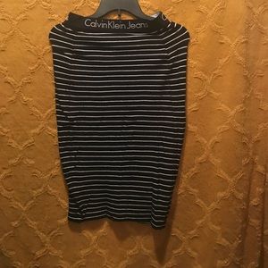 Calvin Klein mid knee striped fitted skirt!