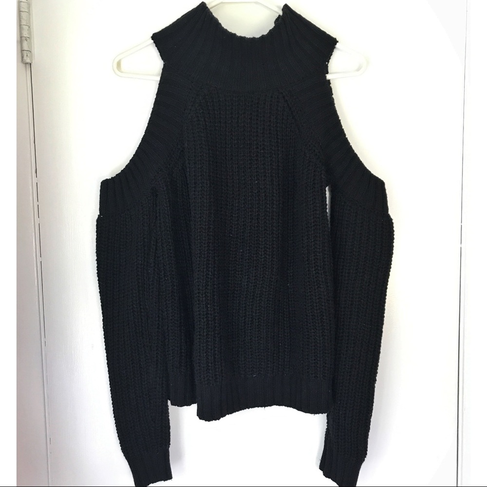 ROMWE Open Shoulder Mock Neck Sweater