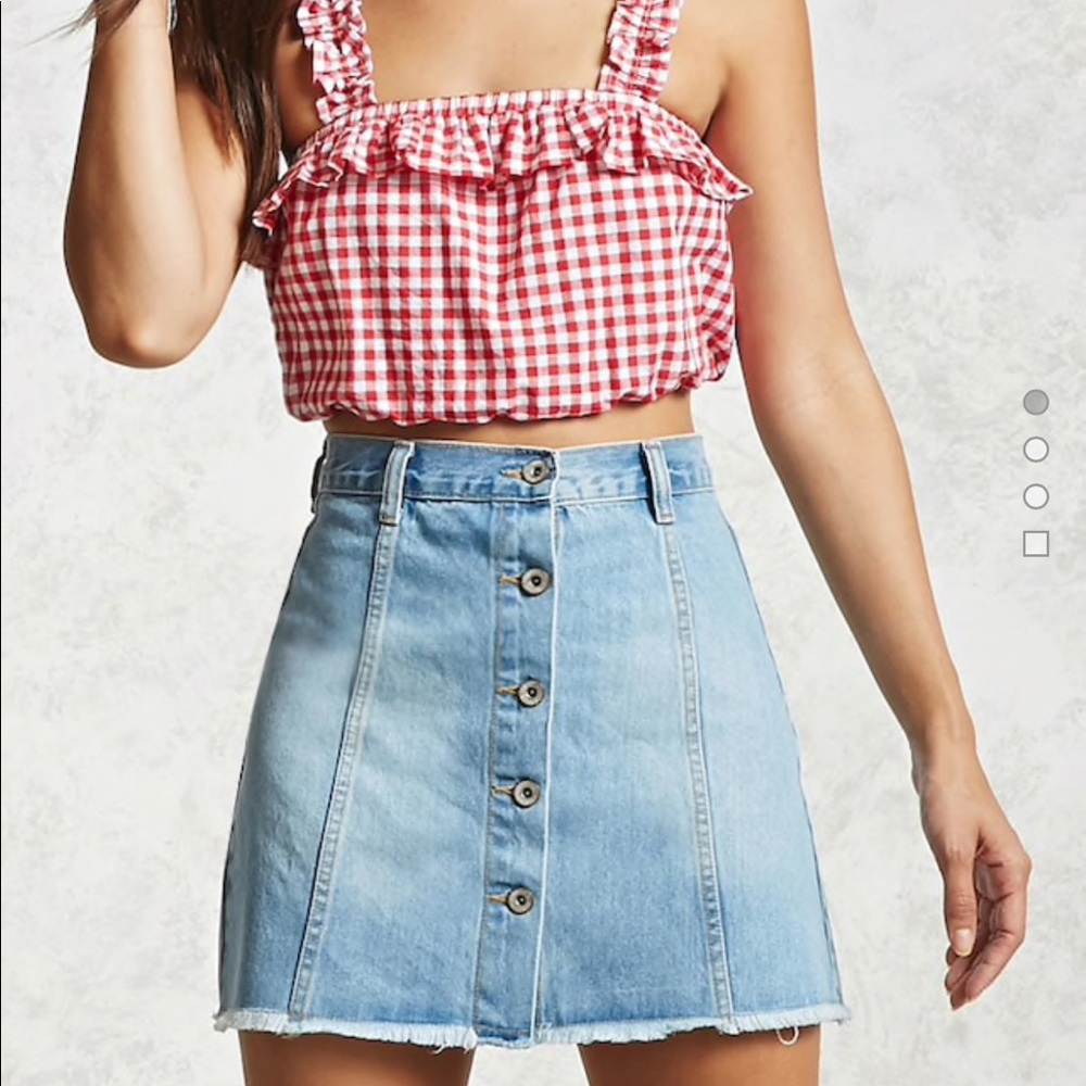Button Up Denim Skirt - Picture 2 of 6