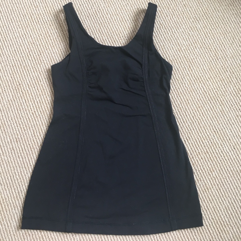 Lululemon black top, built in bra, size 4